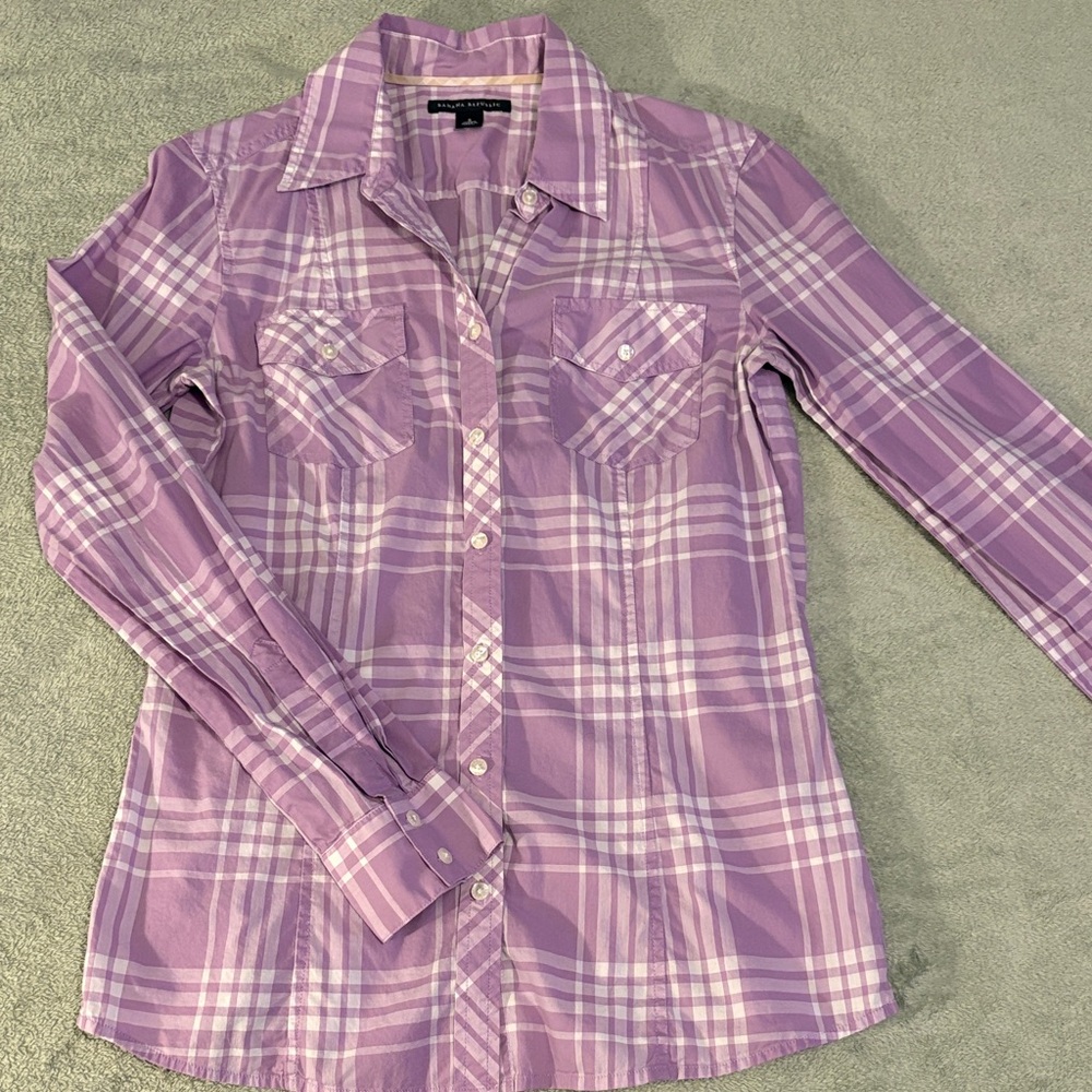 Banana Republic Lavender Checkered Shirt size S